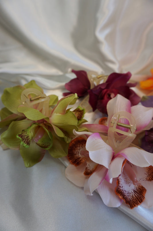 Hawaiian Orchid Flower Claw Clip