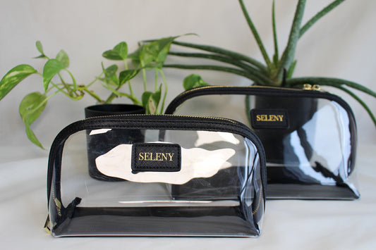 Seleny Vegan Leather Half Moon Toiletry Bag Set