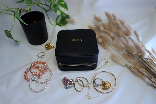 Seleny Genuine Leather Two Tier Mini Jewelry Box