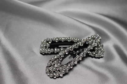 Seleny Rhinestone & Pearl Snap Hair Clips