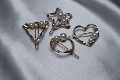 Seleny Geometric Pearl & Rhinestone Hair Pins