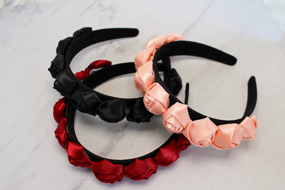 Handmade Satin and Velvet Rose Headbands