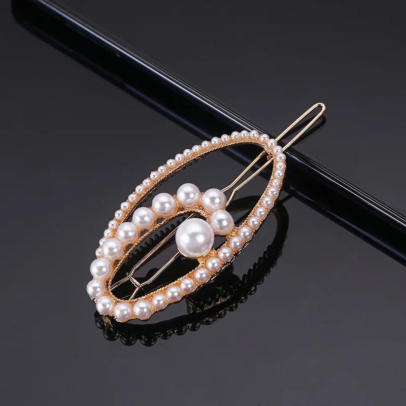 Seleny Geometric Pearl & Rhinestone Hair Pins