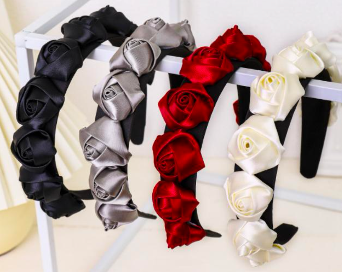 Handmade Satin and Velvet Rose Headbands