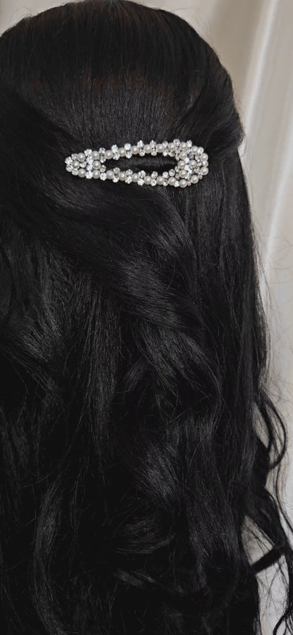 Seleny Rhinestone & Pearl Snap Hair Clips